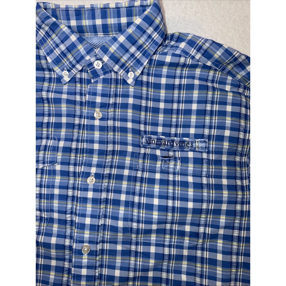 Vineyard Vines Mens‎ Medium Blue Harbor Vented Fishing Nylon Outdoor Shirt